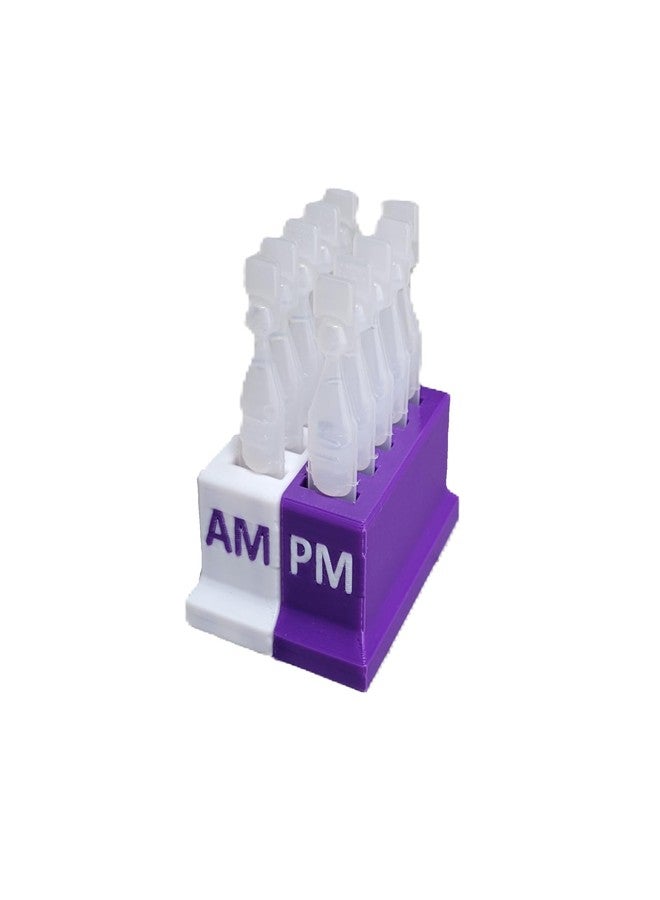 Znet3D Eye Drop Vial Holder for Single-Use Disposable Vials – Compatible with Major Brands, Dual-Color with AM/PM Sides for Usage Tracking, Available in 10-Slot & 14-Slot Sizes (White/Purple, 10-Slot) - Image 2